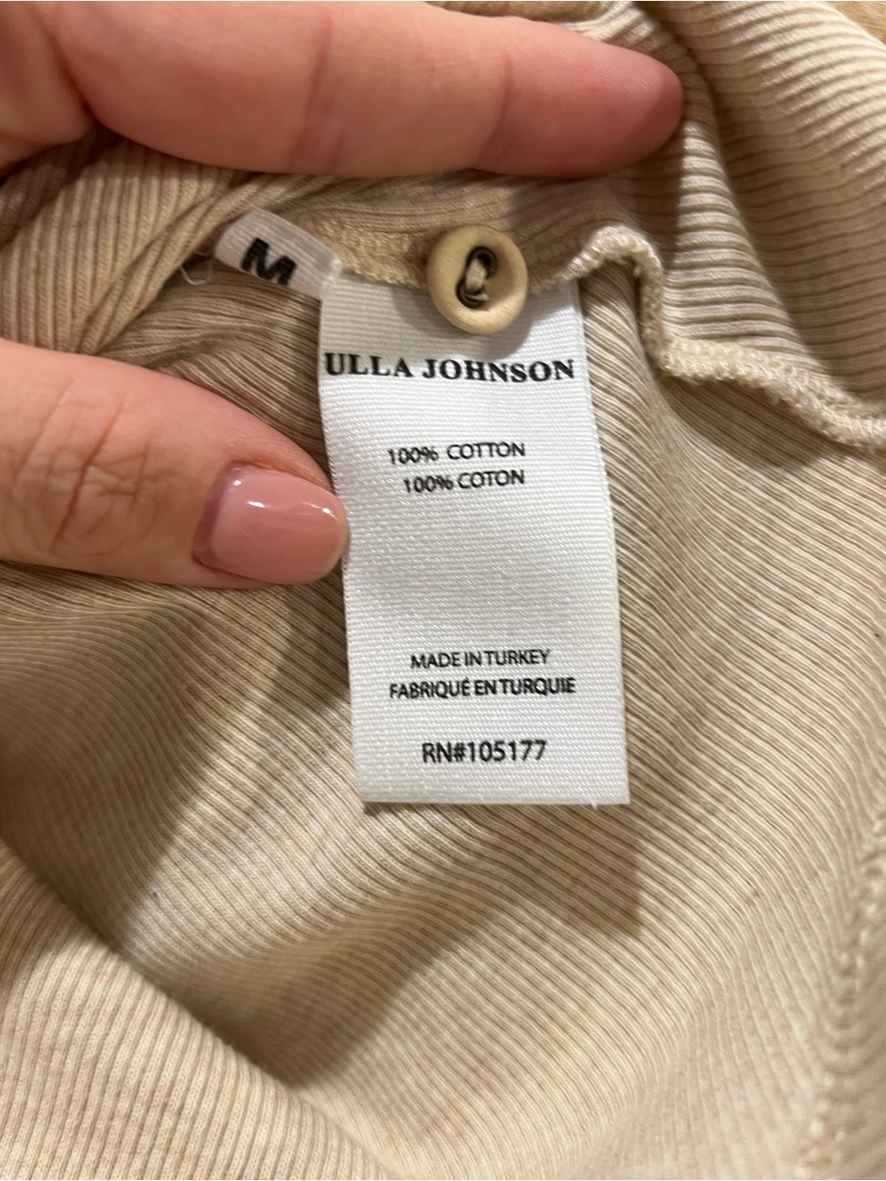 Ulla Johnson Ivory Cotton Puff Sleeve Ribbed Top Medium - Picture 11 of 13